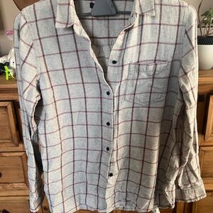 Madewell Casual Plaid Shirt - Red and Gray